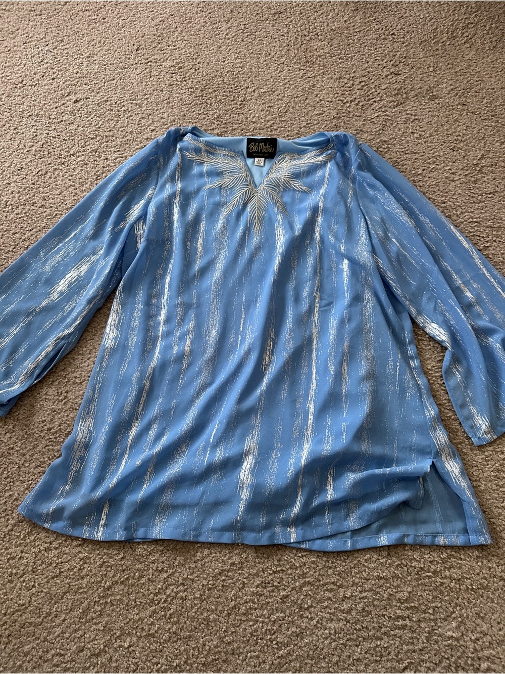 Bob Mackie Light Blue Metallic Women's Blouse